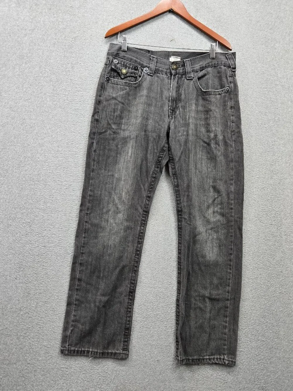 True‎ Religion Men Jeans 34 Gray Denim Rainbow Billy Straight 30